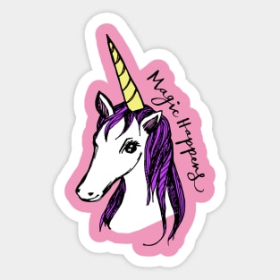 Magic Happens Unicorn Sticker